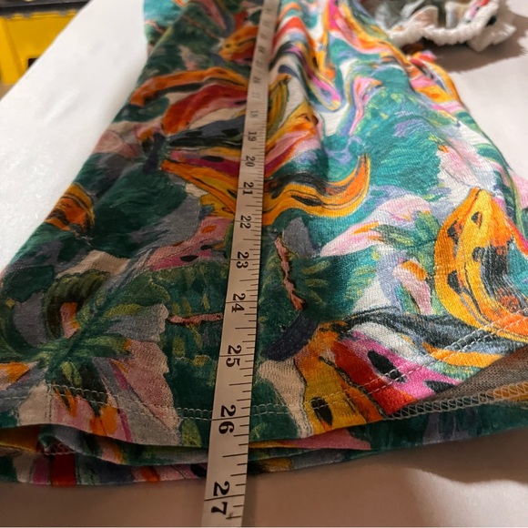 Chico's 100% Linen Tropical Banana Print Short Sleeve Top Size 3 - Picture 9 of 10